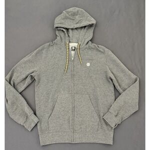Elements Fleece Jacket Men's Size Small Gray Full Zip Hooded Pockets Drawstring